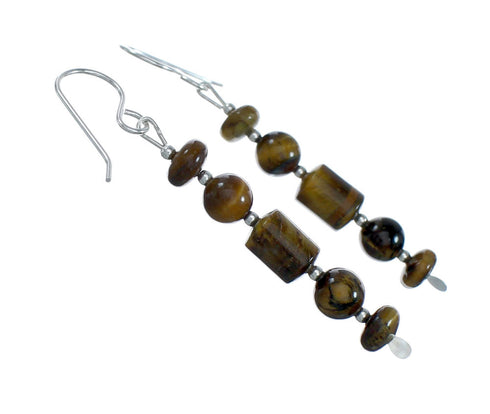 Authentic Tiger Eye Bead Hook Dangle Earrings X11090